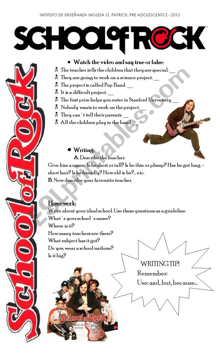 School of Rock worksheet