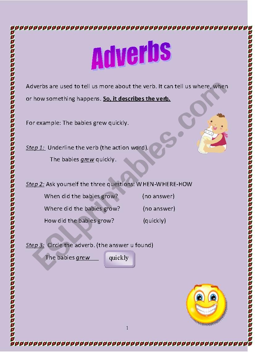 Adverbs worksheet