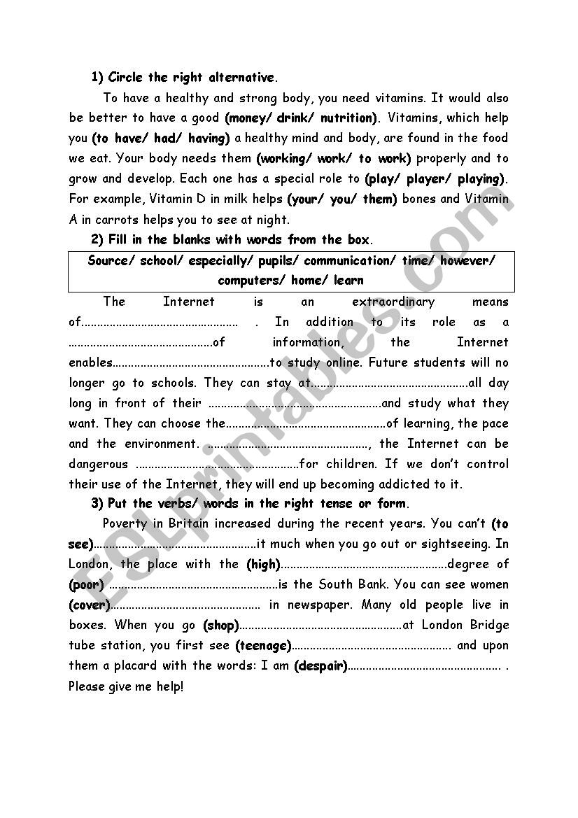 grammar worksheet