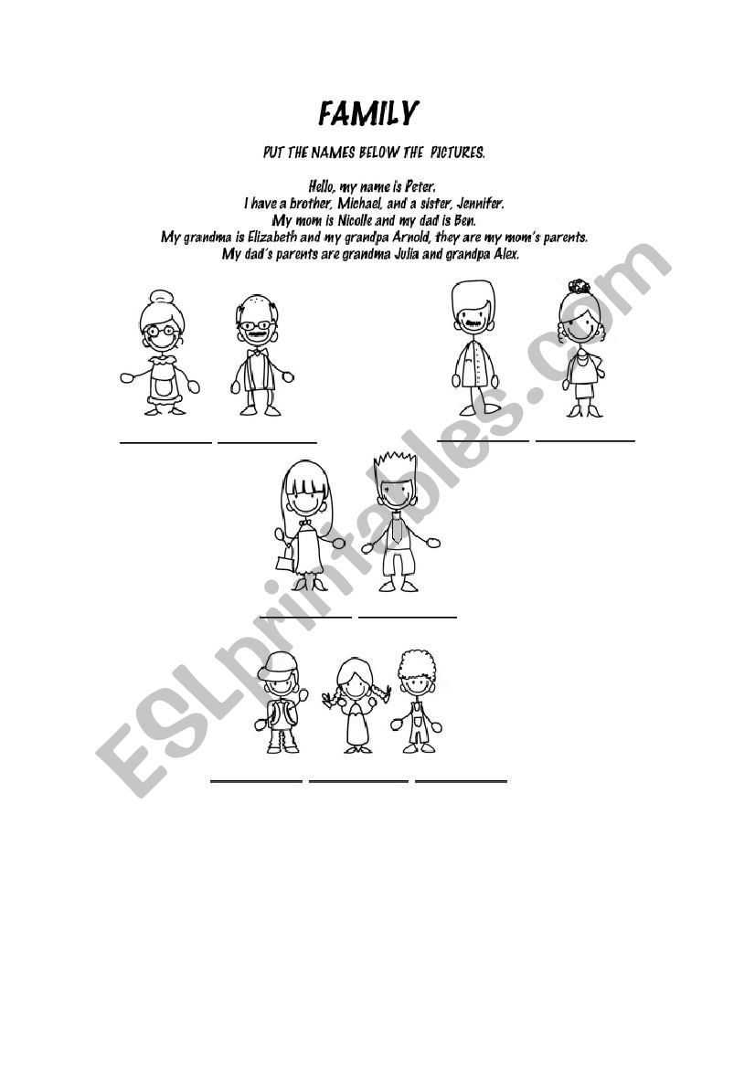 Family Members worksheet