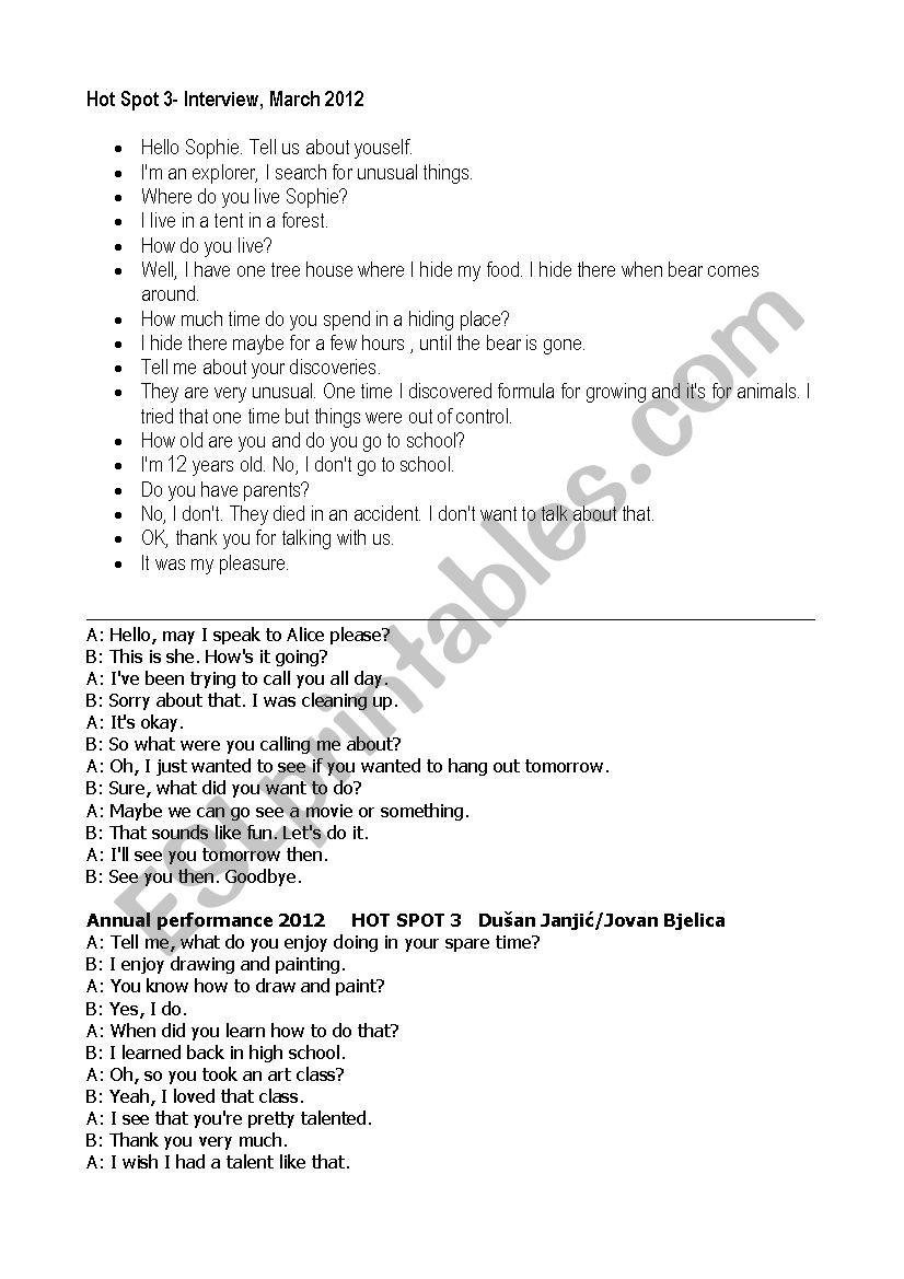 DIALOGUES  worksheet