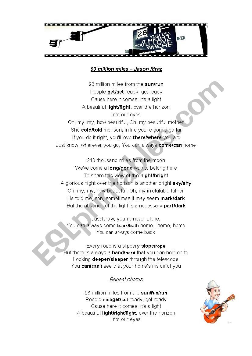 93 million miles worksheet