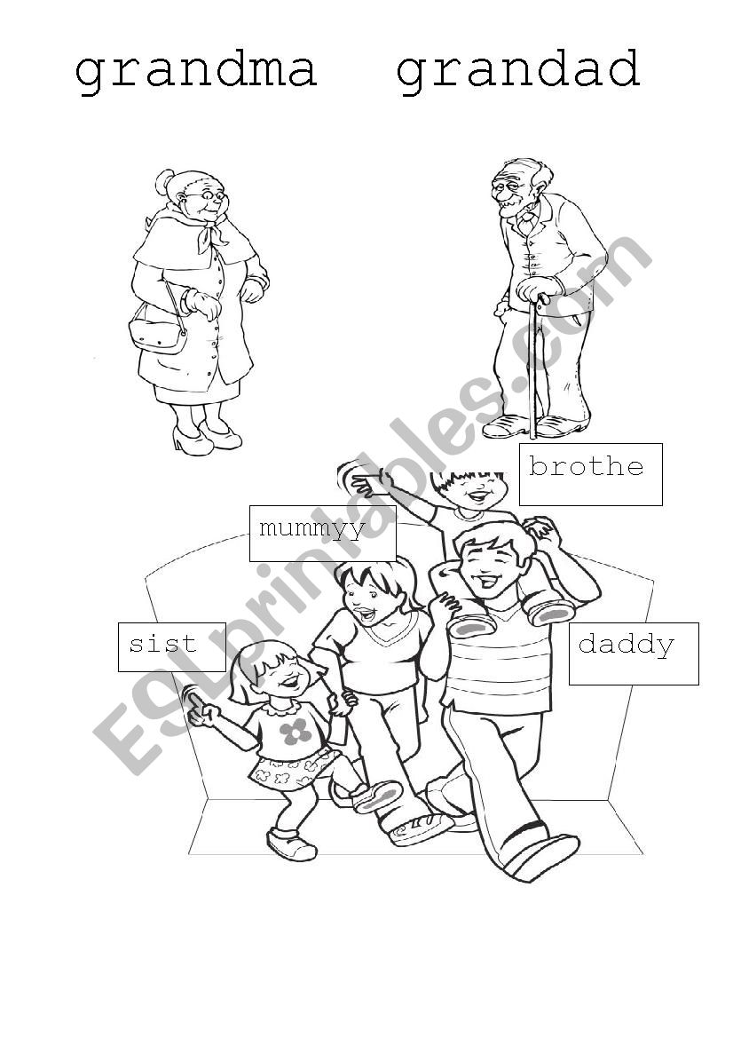 fmily members coloring page worksheet