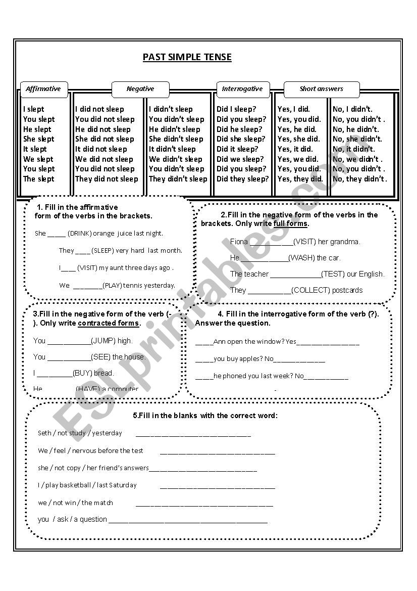 Past Simple Tense worksheet