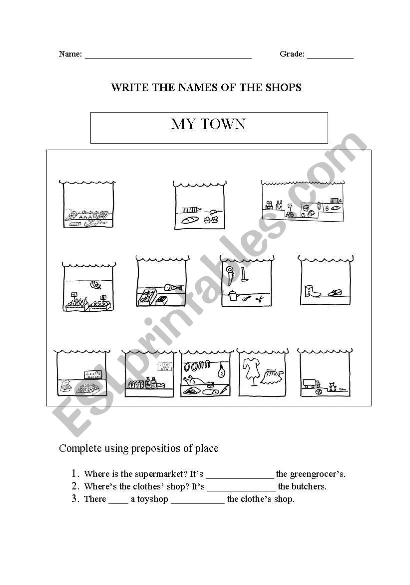 where are the shops? worksheet