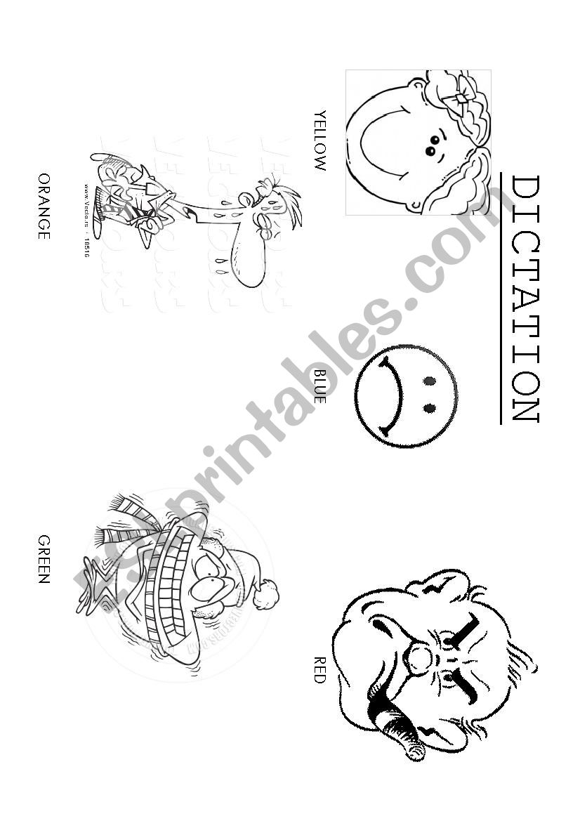 FEELINGS COLOURS DICTATION worksheet