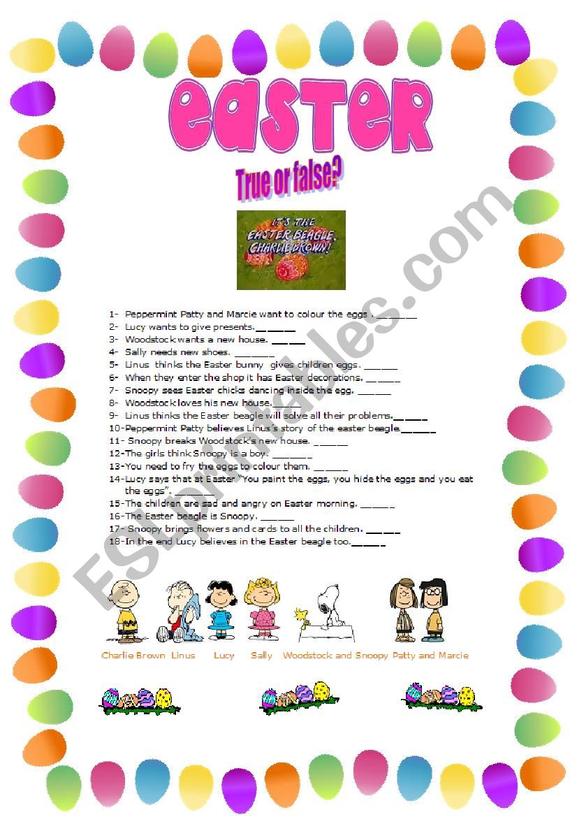 * It´s the easter beagle Charlie Brown*- film - ESL worksheet by marta ...