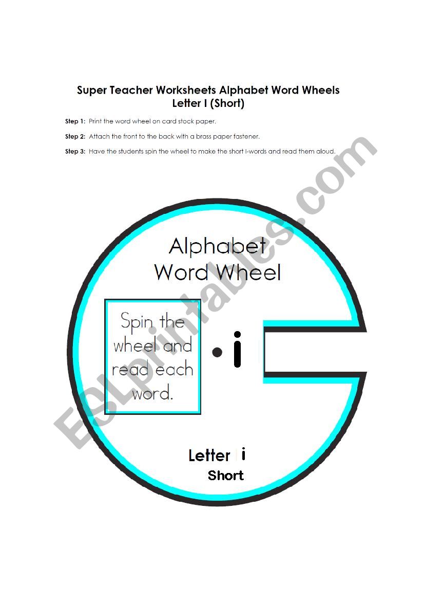 Funny Phonics Wheel for Short i