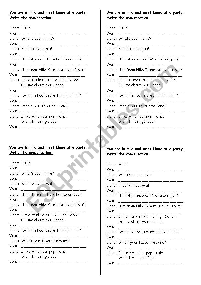 personal information worksheet