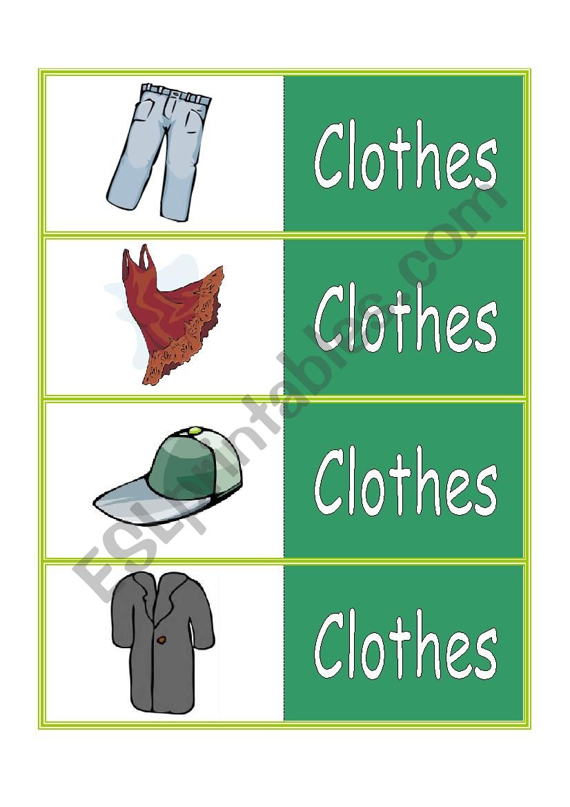 Clothes Mini FlashCards worksheet