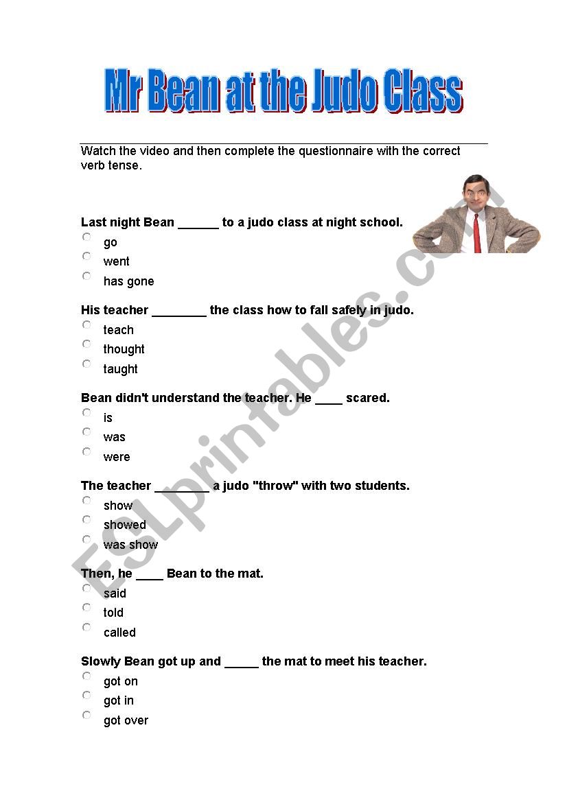 Mr Bean at the Judo Class worksheet