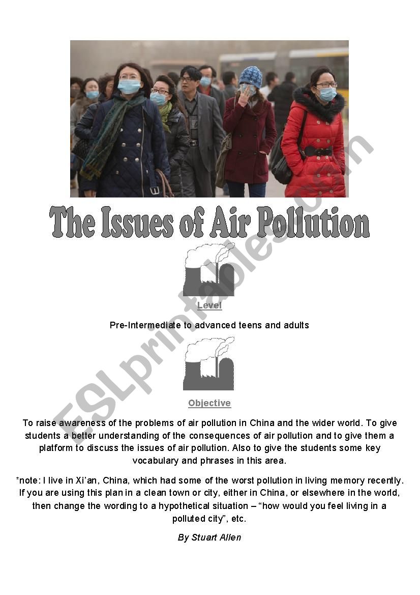 Air Pollution in China worksheet