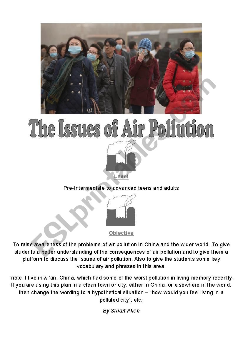Air Pollution in China worksheet