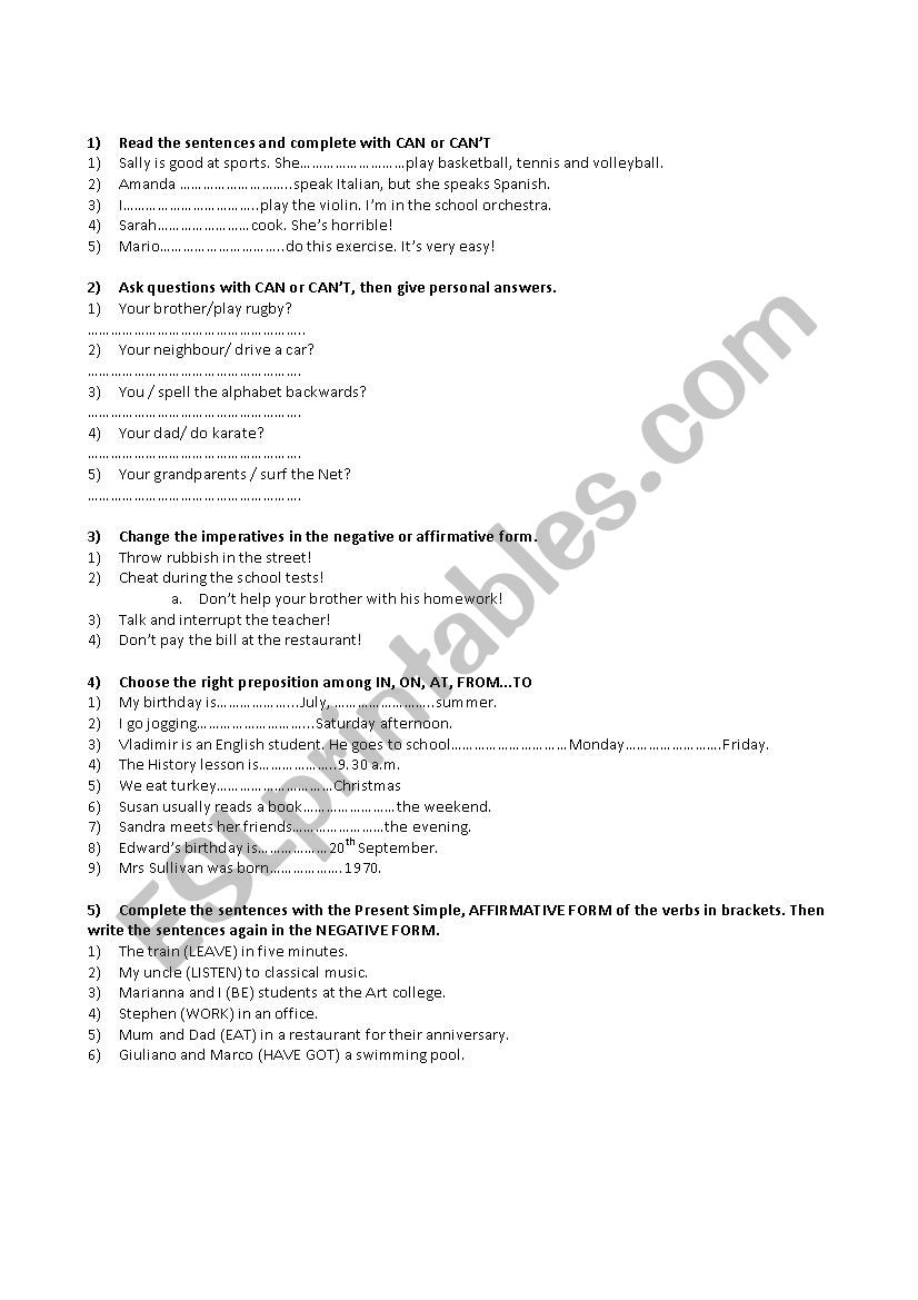 English Test worksheet