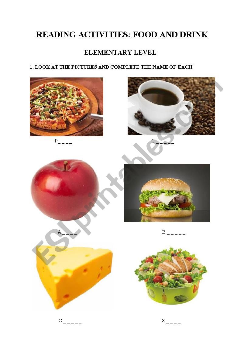 Food and Drink worksheet