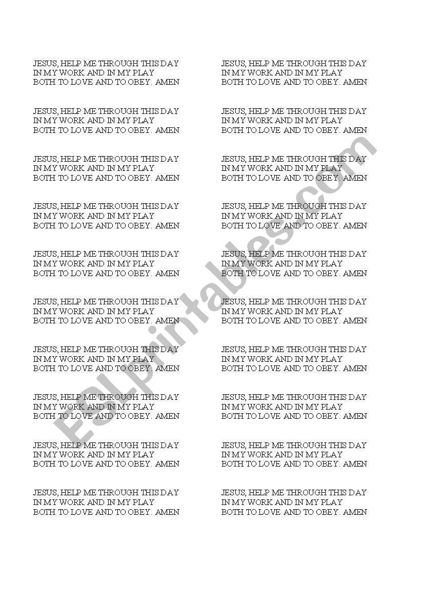 prayer worksheet