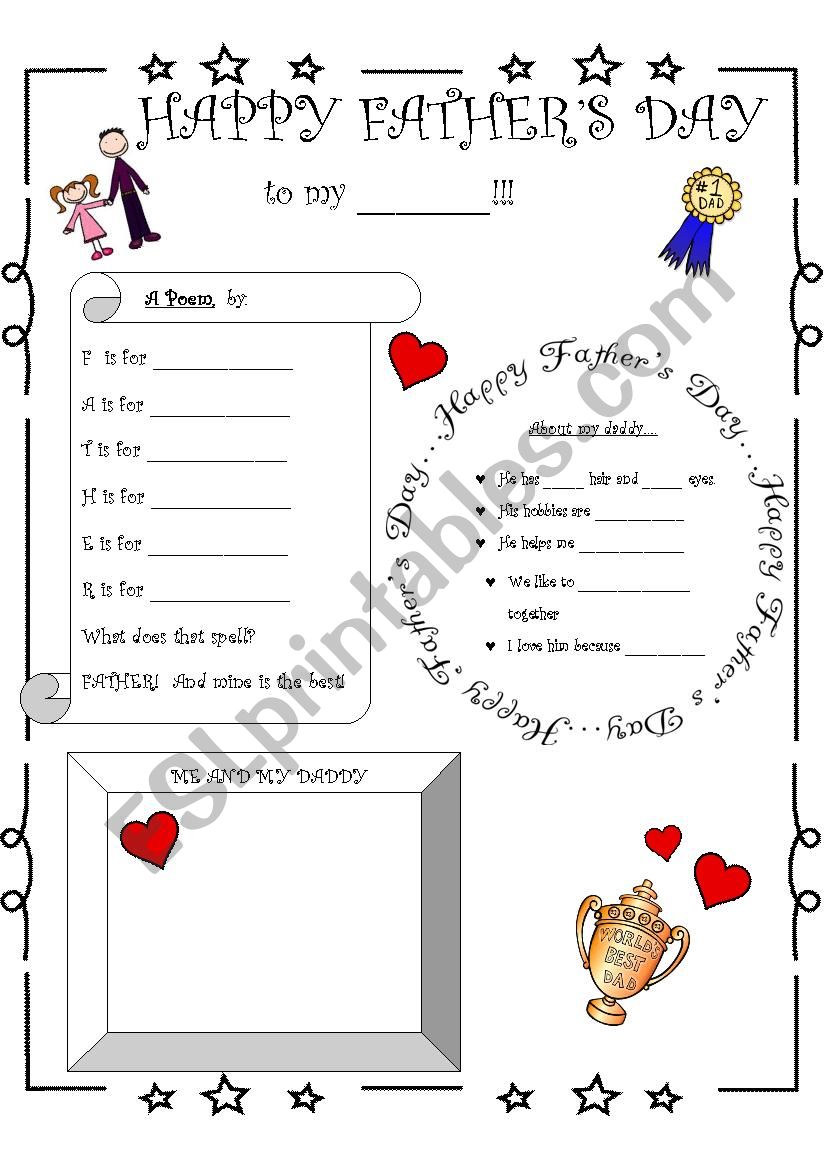 Fathers Day activities worksheet