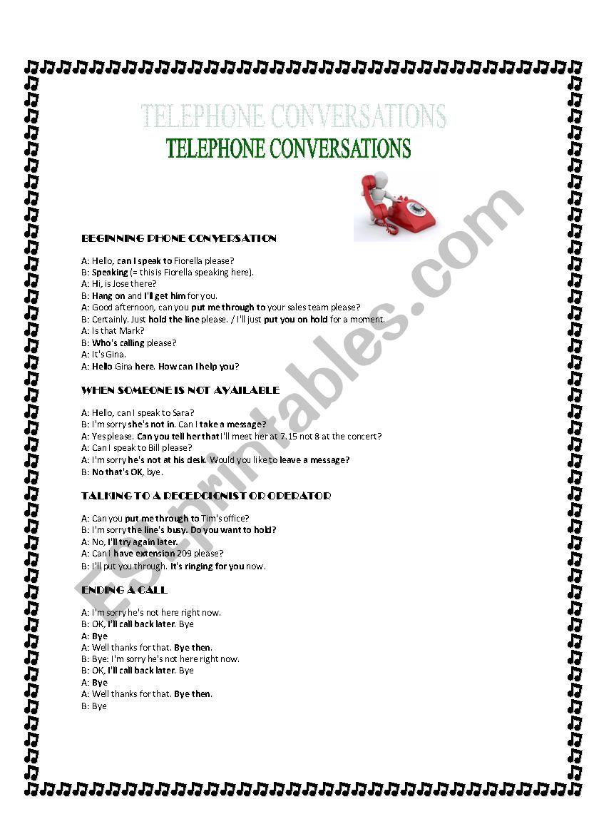 Phone Conversations worksheet