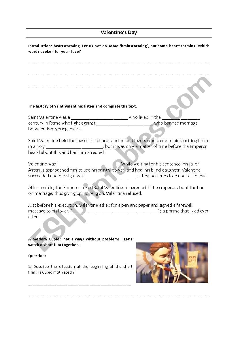 Valentines Day work sheets worksheet