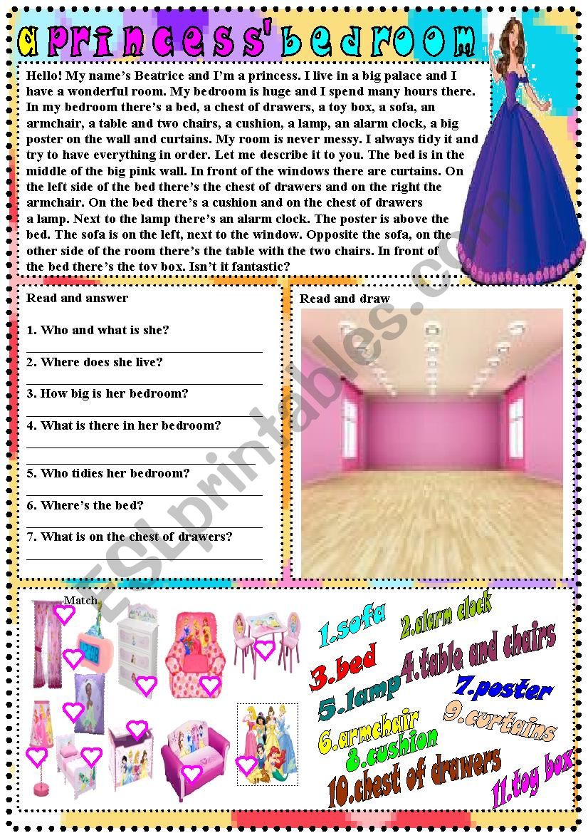 a princess bedroom worksheet