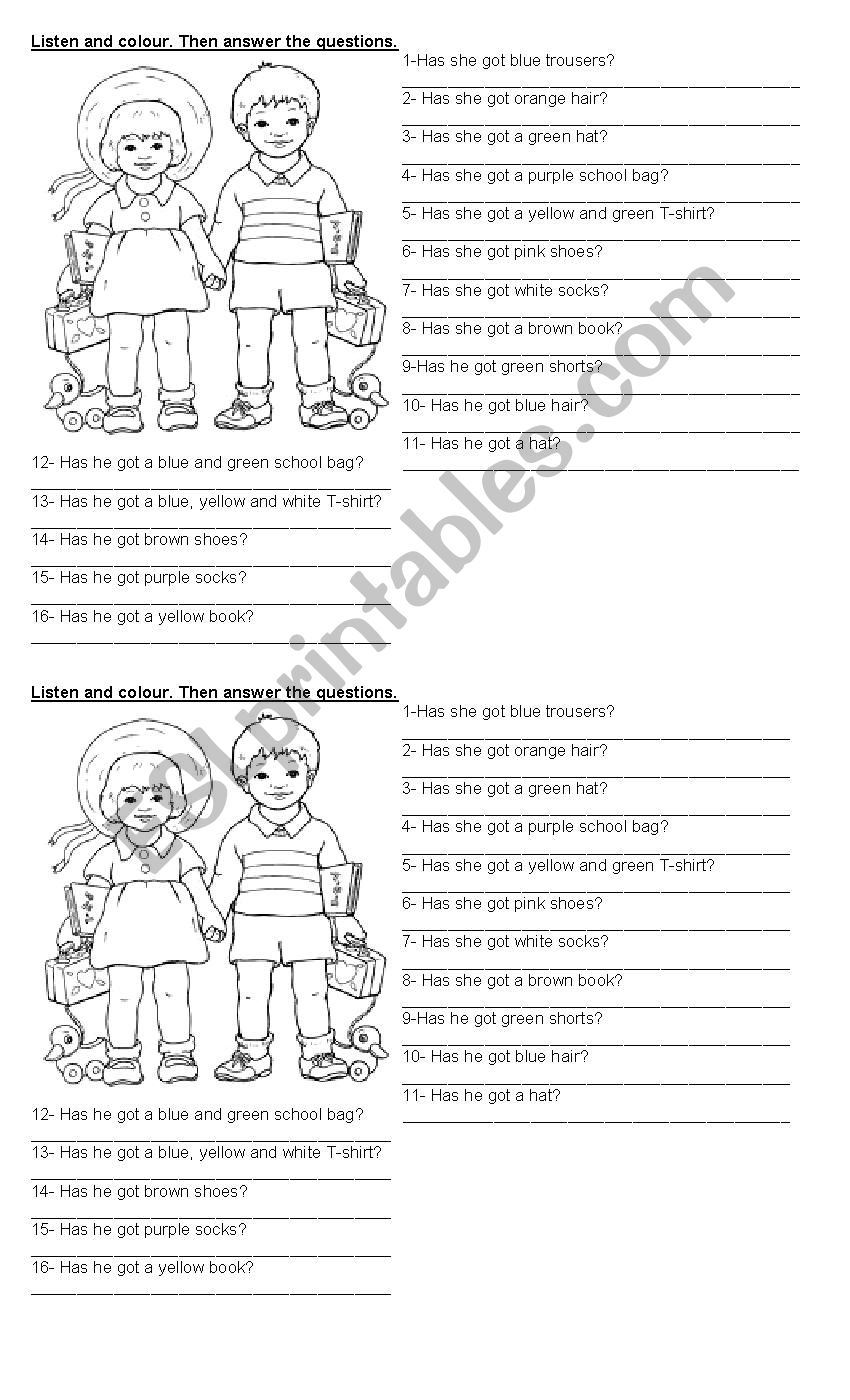 Has she/he got...? worksheet