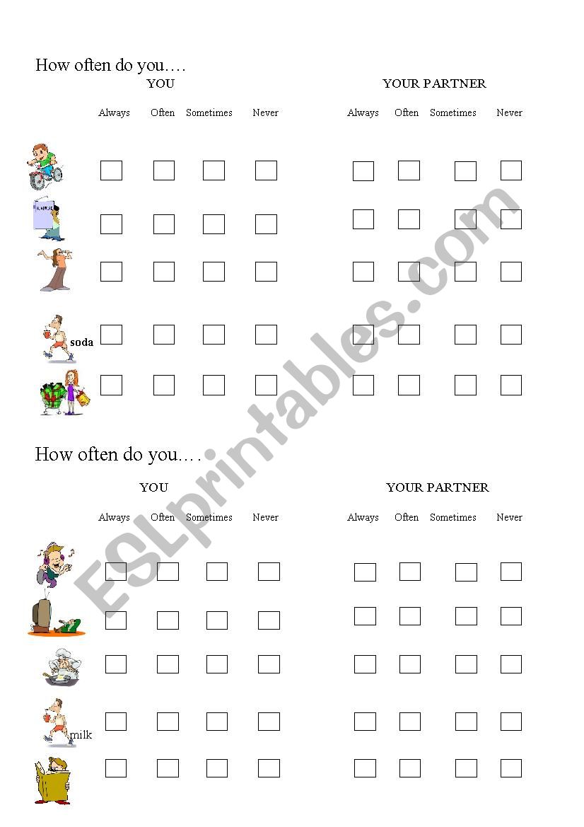 How often do you...  ? worksheet