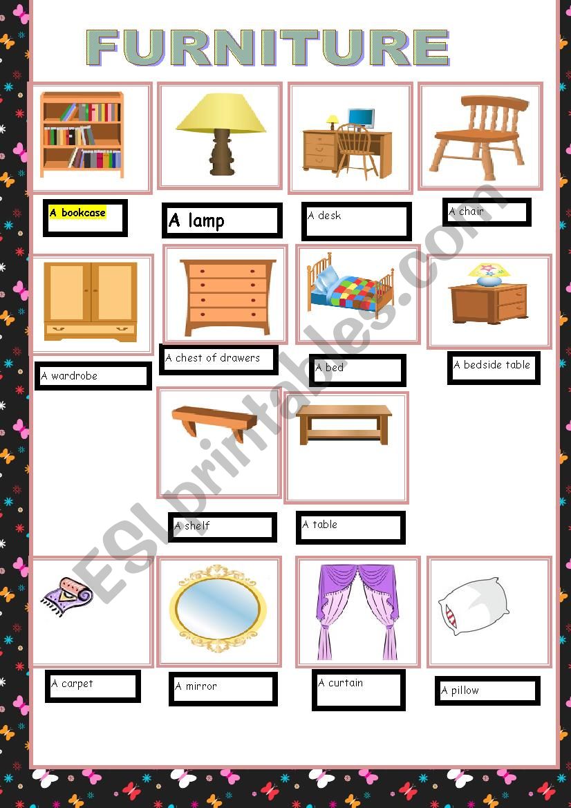 furniture pictionary  worksheet