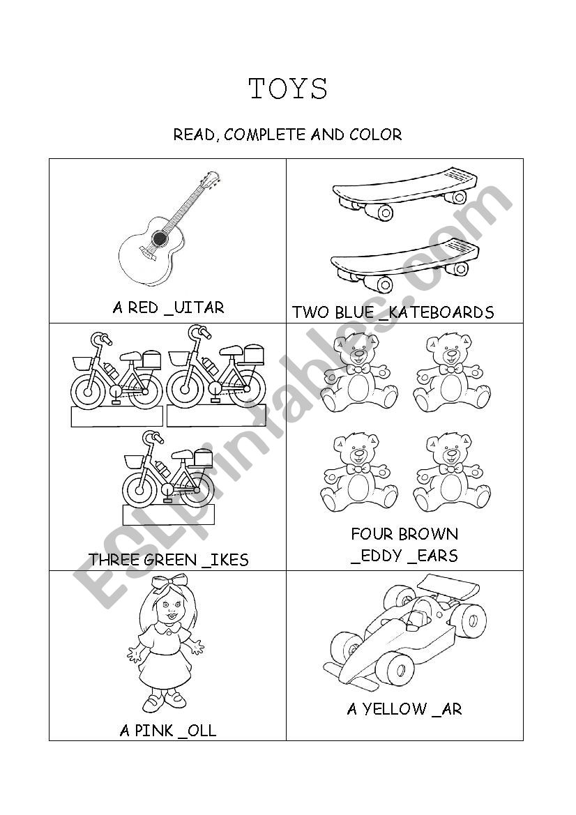 Toys worksheet