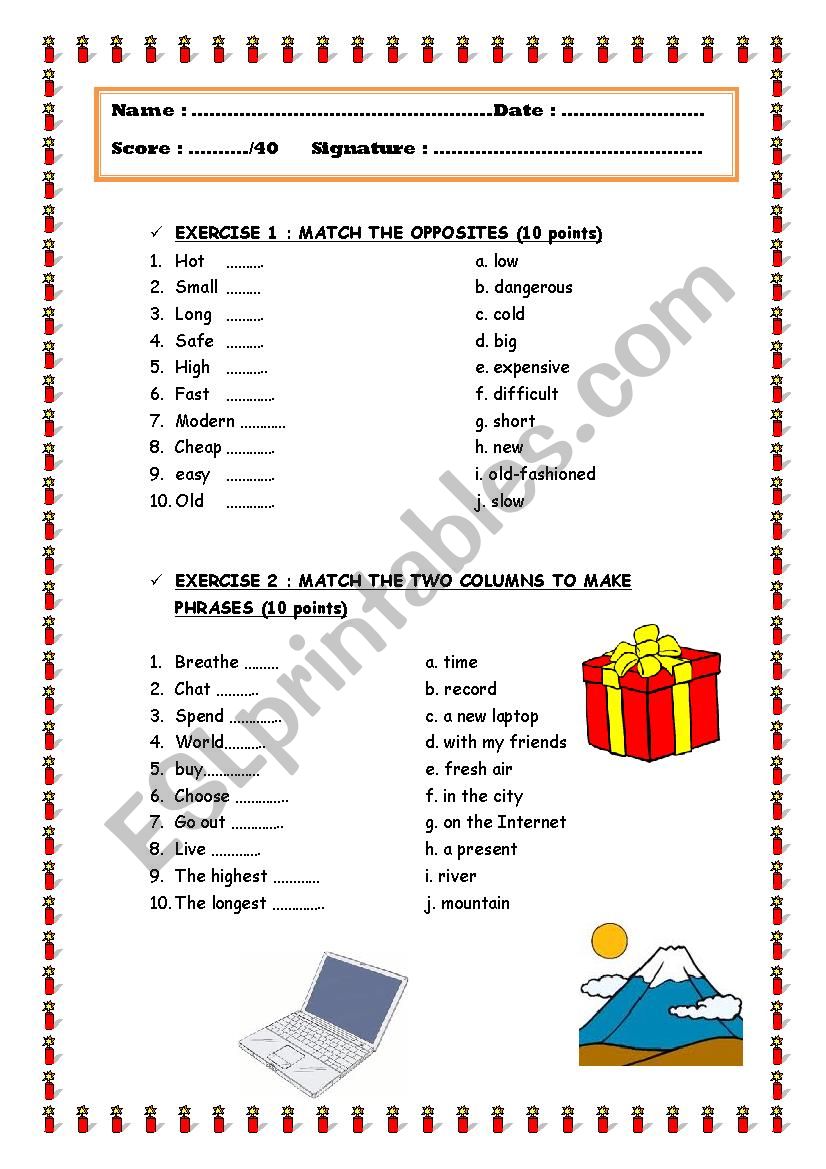 review test - comparatives worksheet