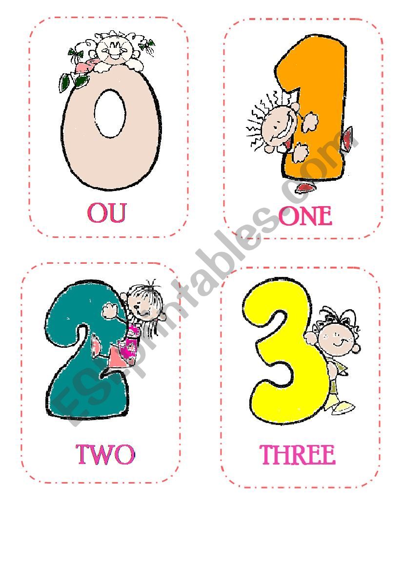 Numbers flashcards worksheet