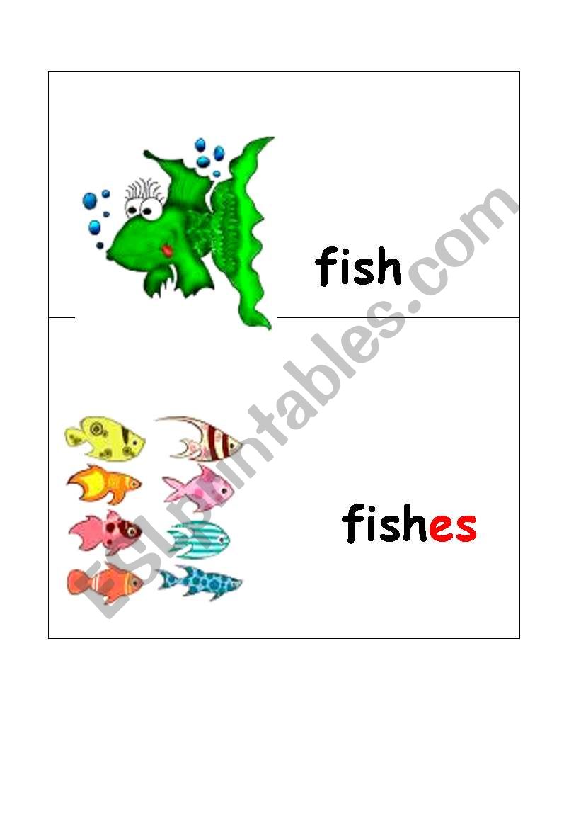 fish-fishes(plural  when we talk about different species)