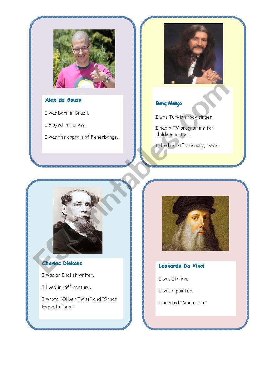 Simple Past Tense Speaking Cards 3