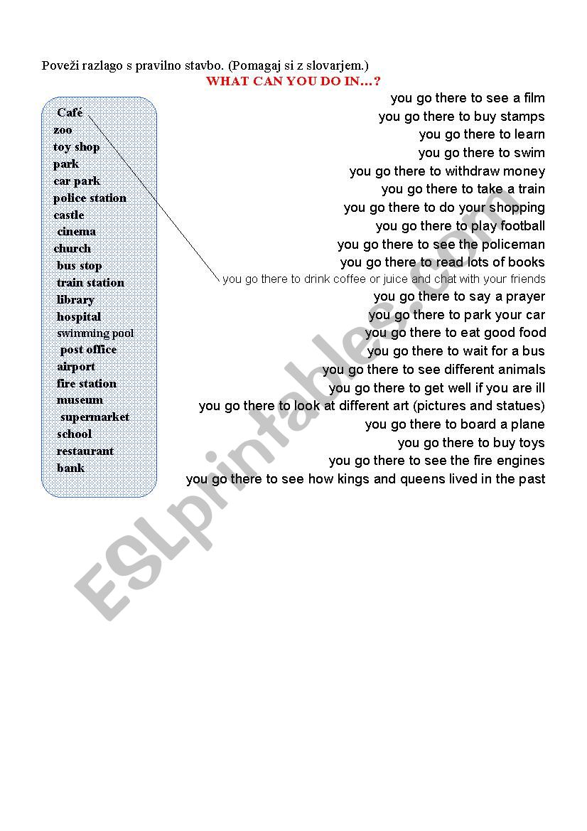 Places (Where can you...) worksheet