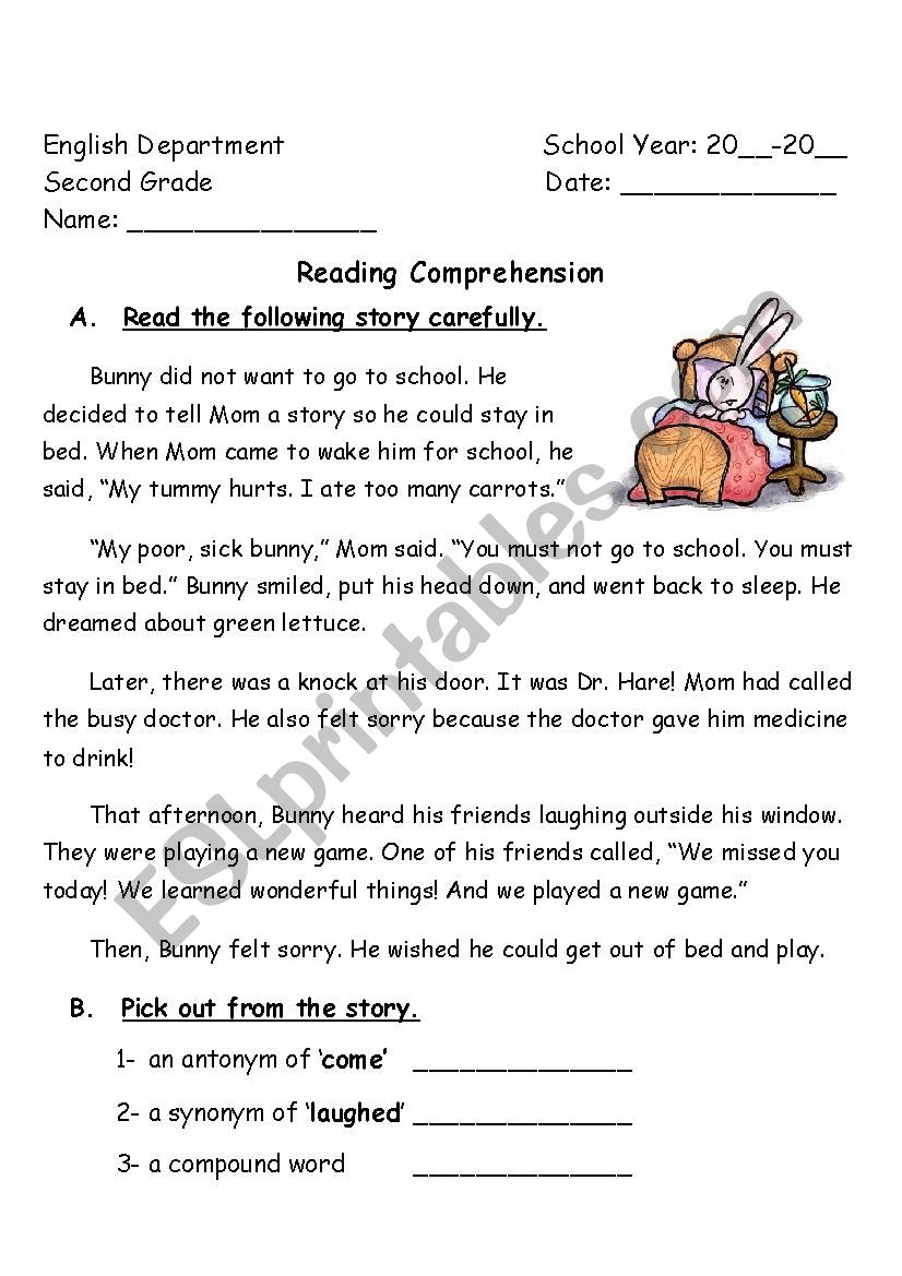 reading comprehension worksheet