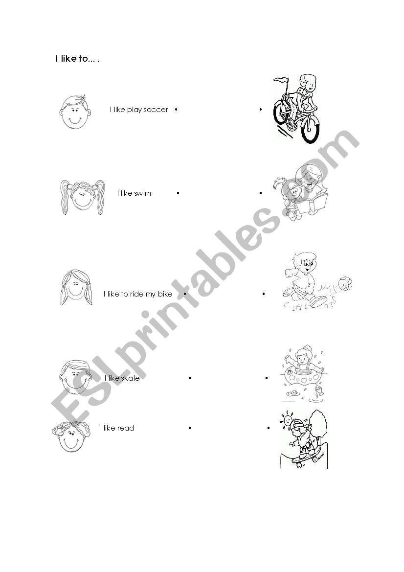 Hobbies Match  worksheet