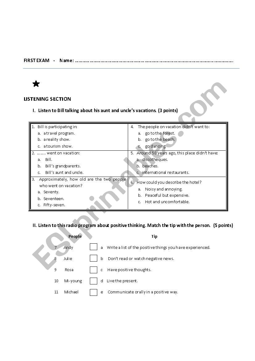 Exam -Listening & Language Use-