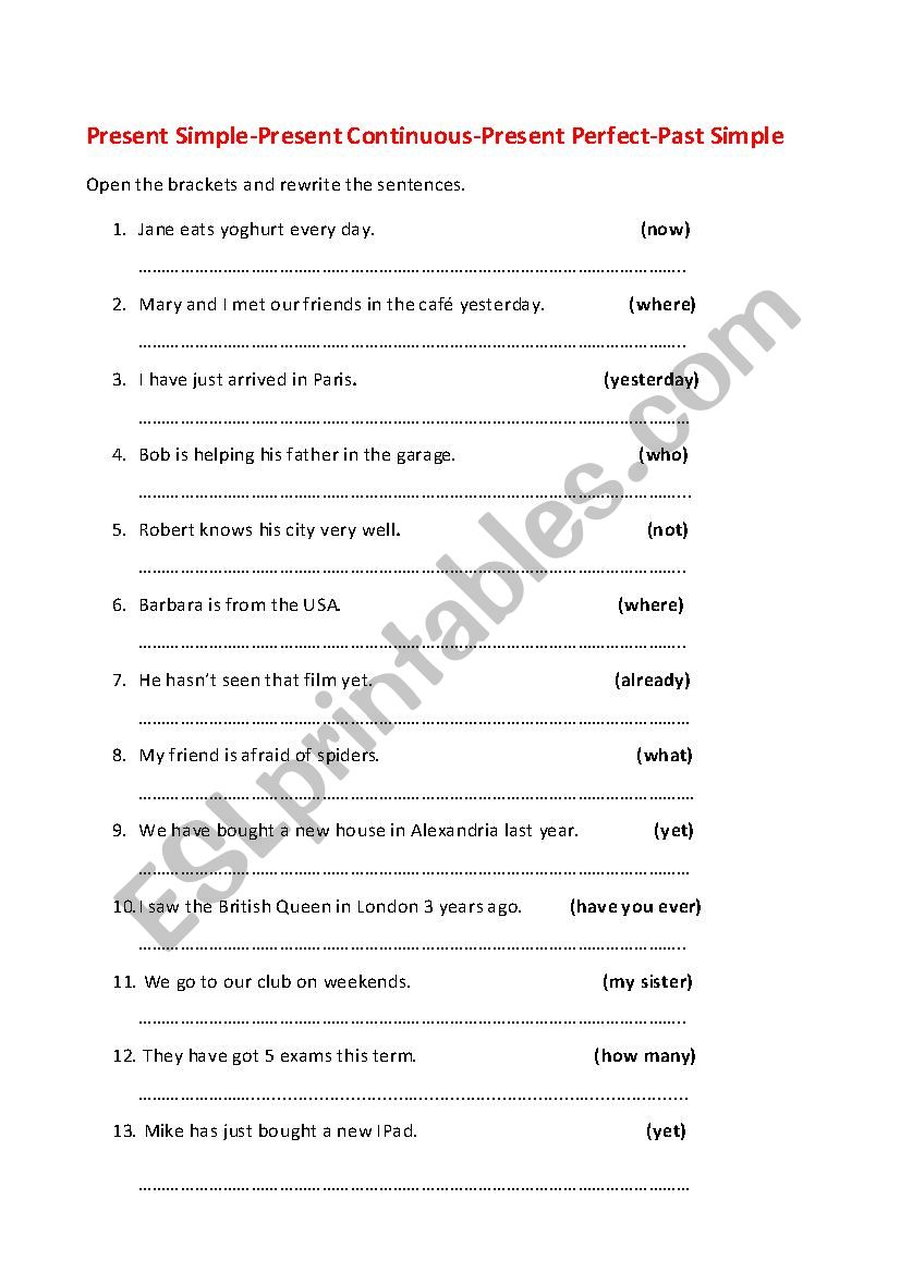 Present Simple-Present Continuous-Present Perfect-Past Simple