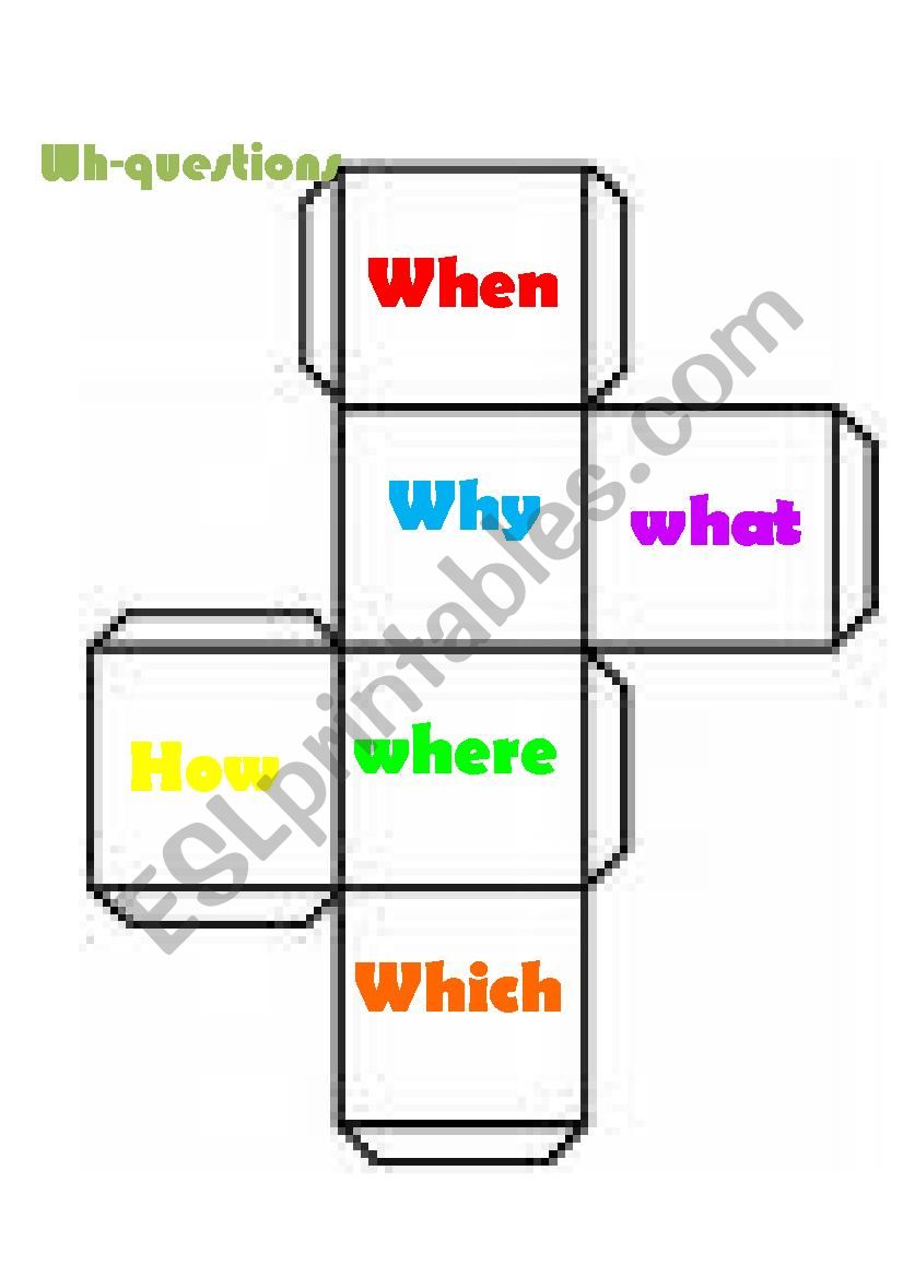 Wh- question Dice worksheet