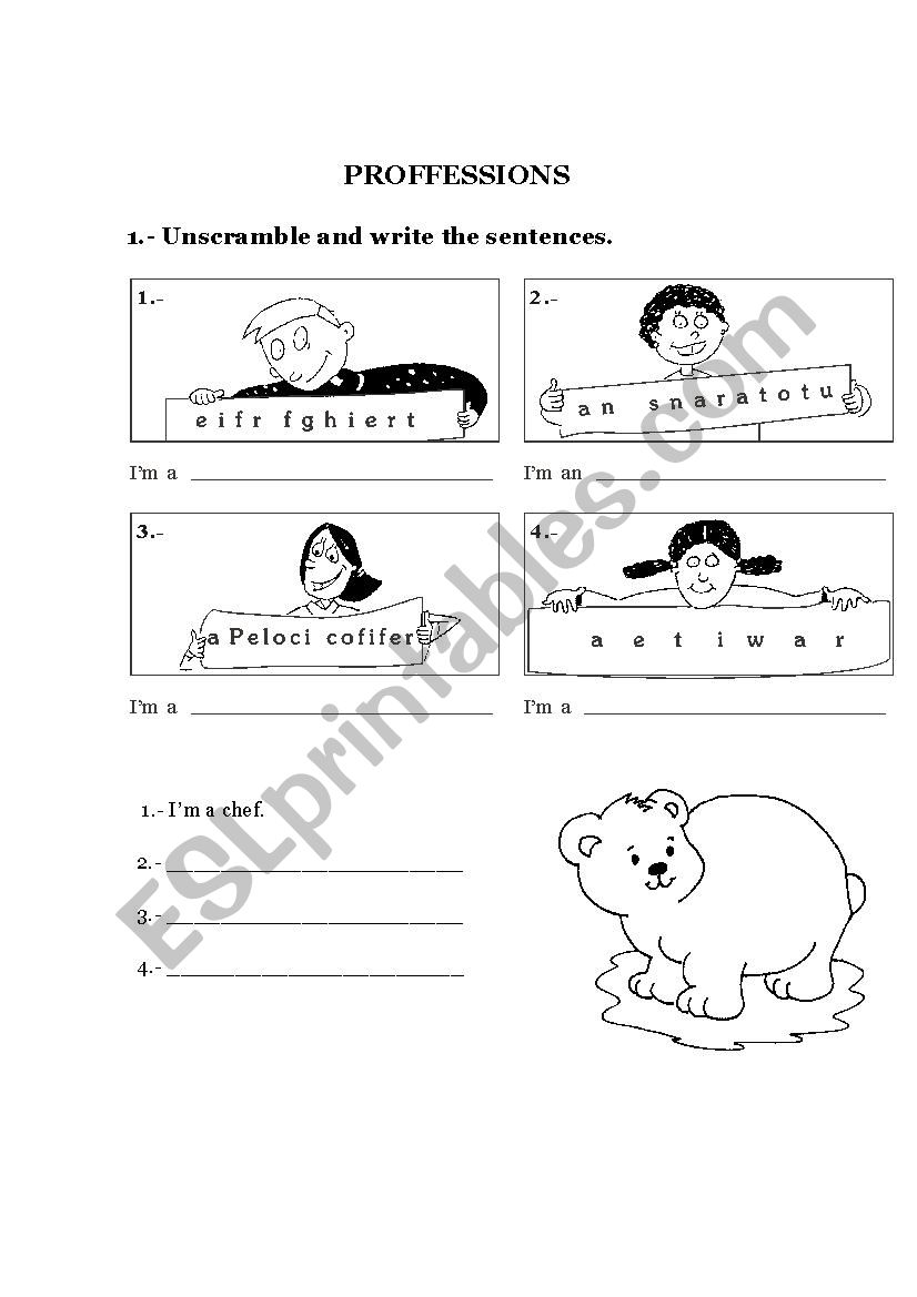 proffessions worksheet