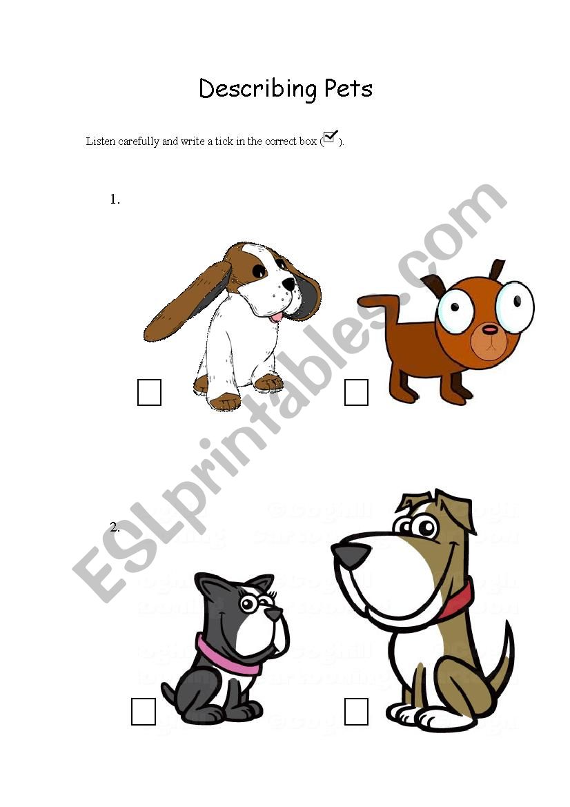 Describing Your Dog worksheet