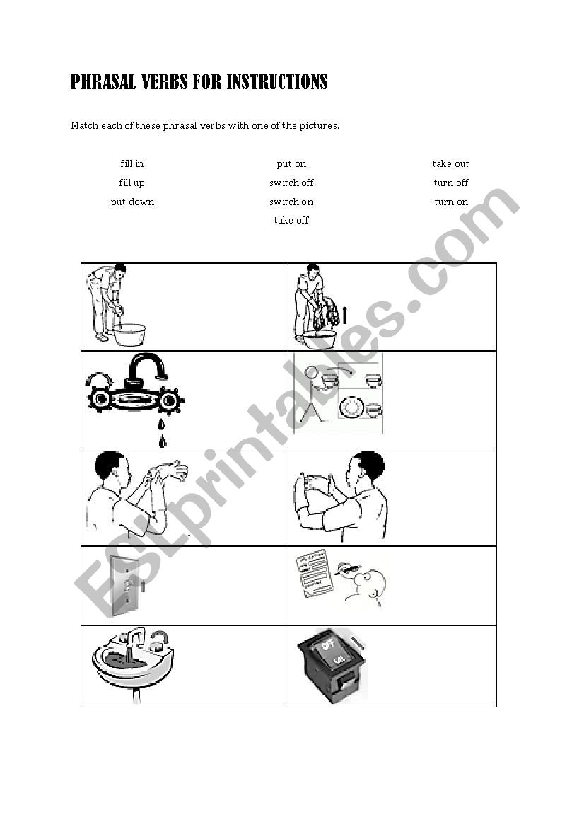 Phrasal verbs for instructions