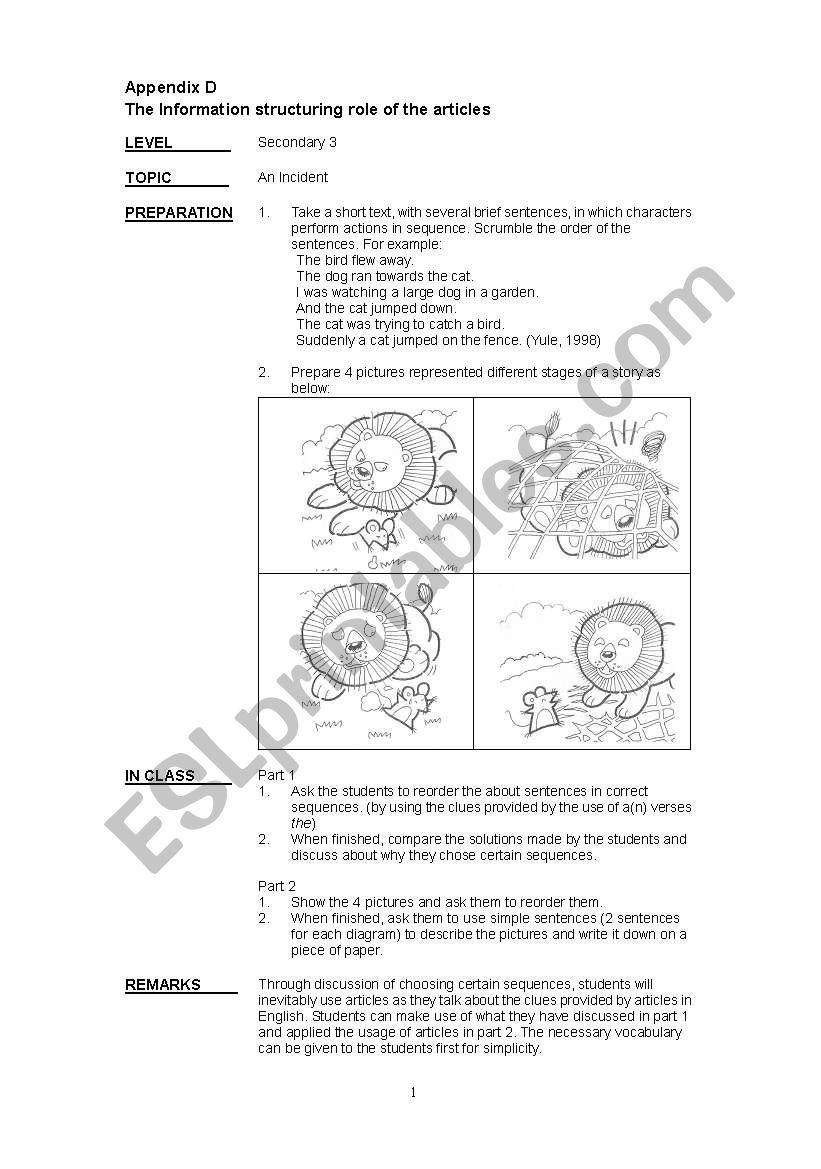 article worksheet