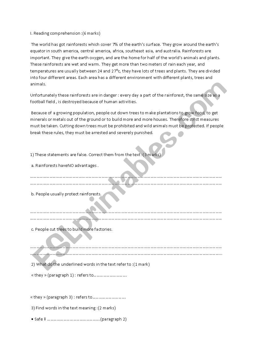 end of term test worksheet