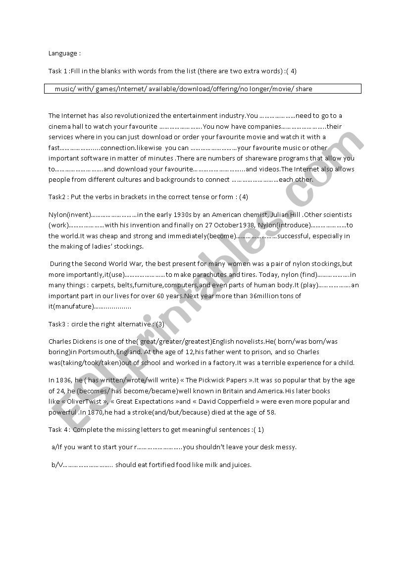 ful term test worksheet