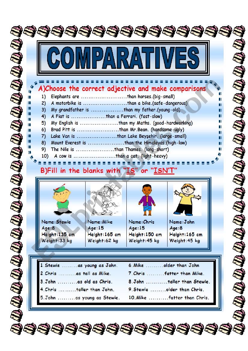 COMPARATIVES worksheet