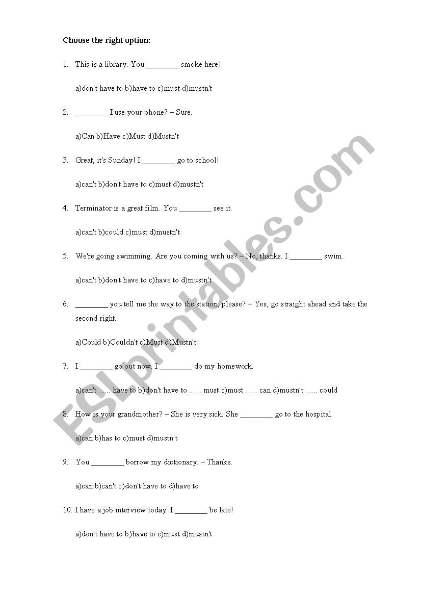 MODAL VERBS - WORKSHEET worksheet