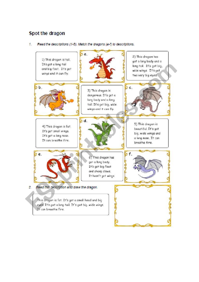 Spot the dragon worksheet