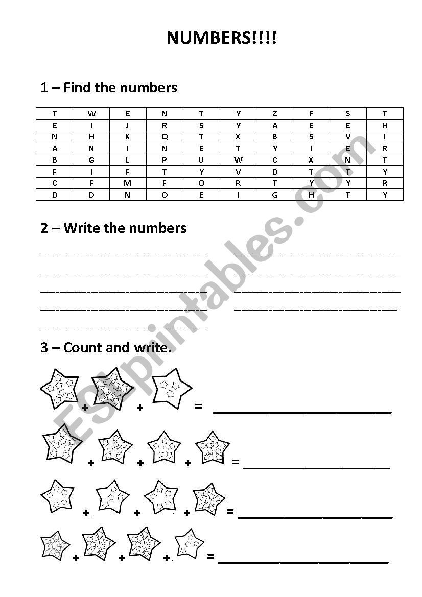 Numbers worksheet