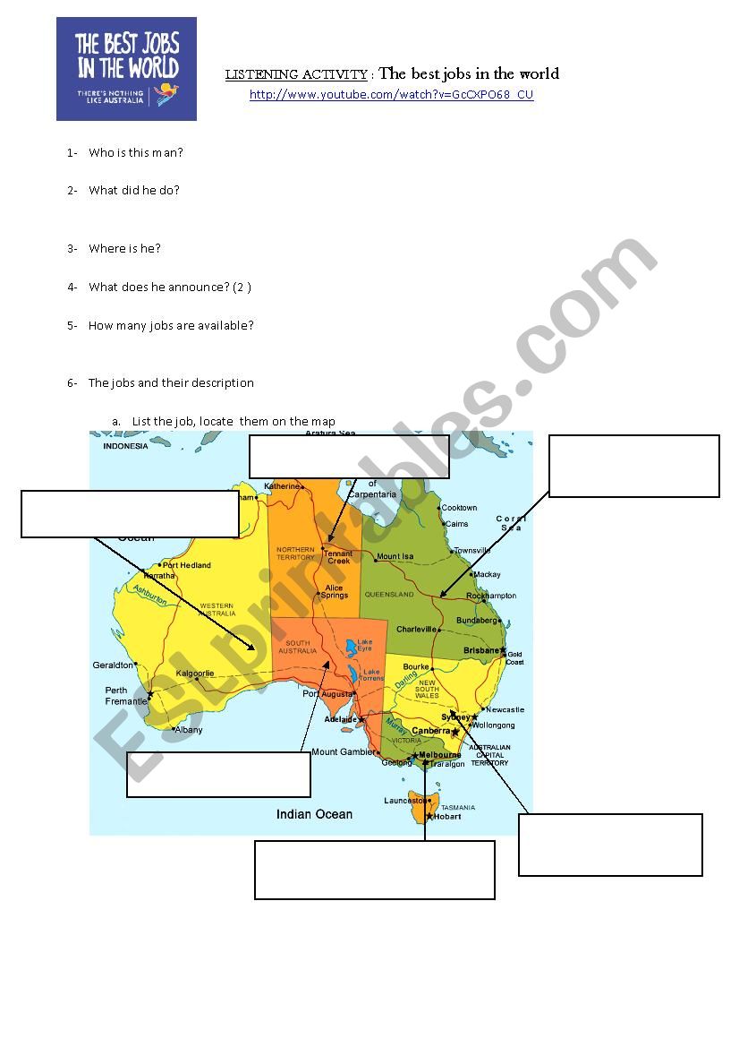 The best jobs in the world worksheet