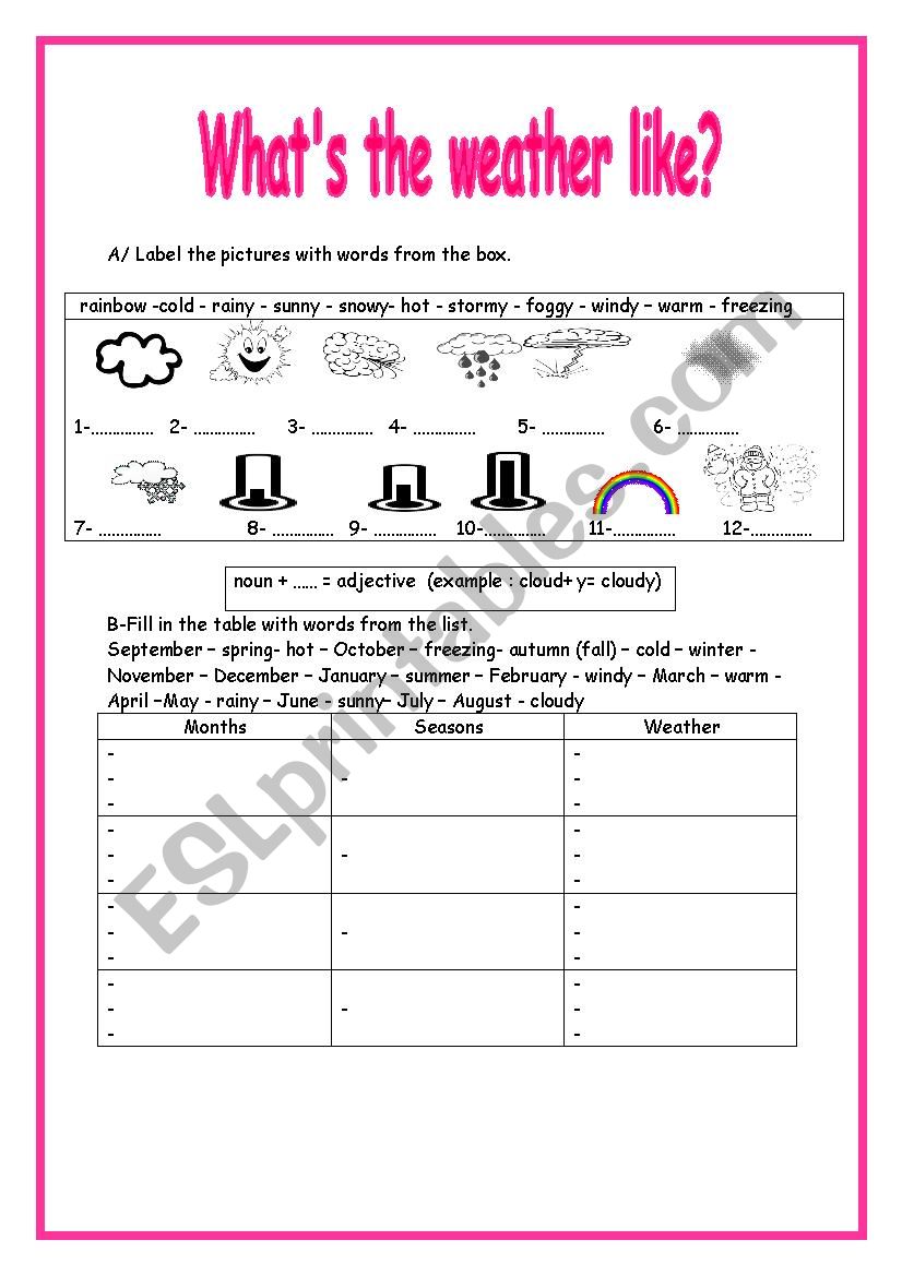 module 3 section 4 what´s the weather like? ( part 1) ESL worksheet
